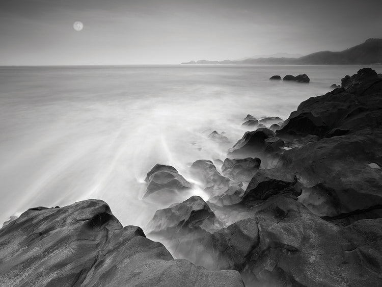 Moonset 2 handcrafted art work on canvas or framed canvas prints by Moises Levy 
