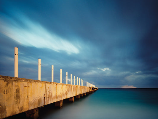 Muelle Playa 1 handcrafted art work on canvas or framed canvas prints by Moises Levy 