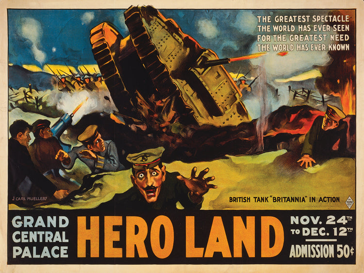 Hero Land, póster de la película de la Primera Guerra Mundial, arte en lienzo