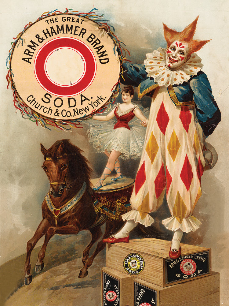 Clown, Horse, Acrobat and Arm & Hammer Brand Soda