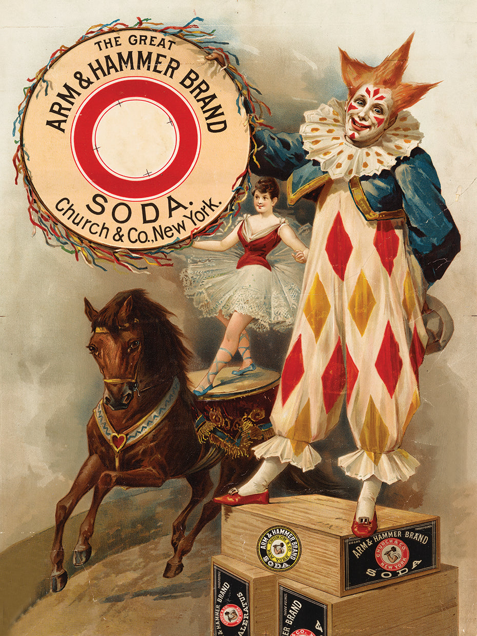 Clown, Horse, Acrobat and Arm & Hammer Brand Soda