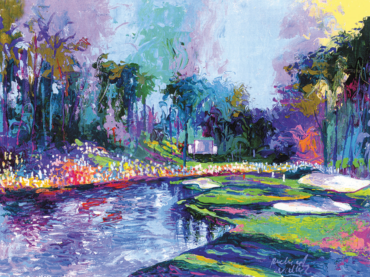 Golf Hole handcrafted art work on canvas or framed canvas prints by Richard Wallich 