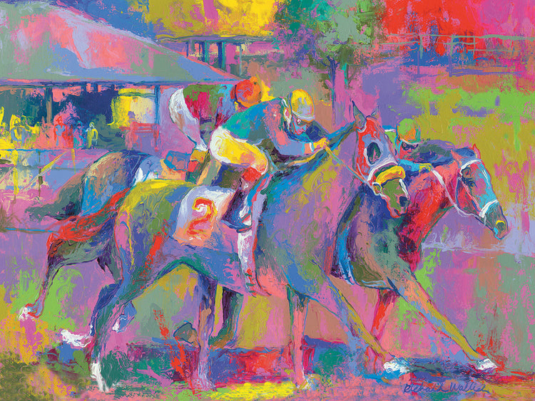Horse Race 1 handcrafted art work on canvas or framed canvas prints by Richard Wallich 