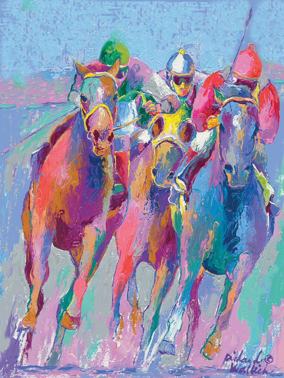 Horse Race 2 handcrafted art work on canvas or framed canvas prints by Richard Wallich 