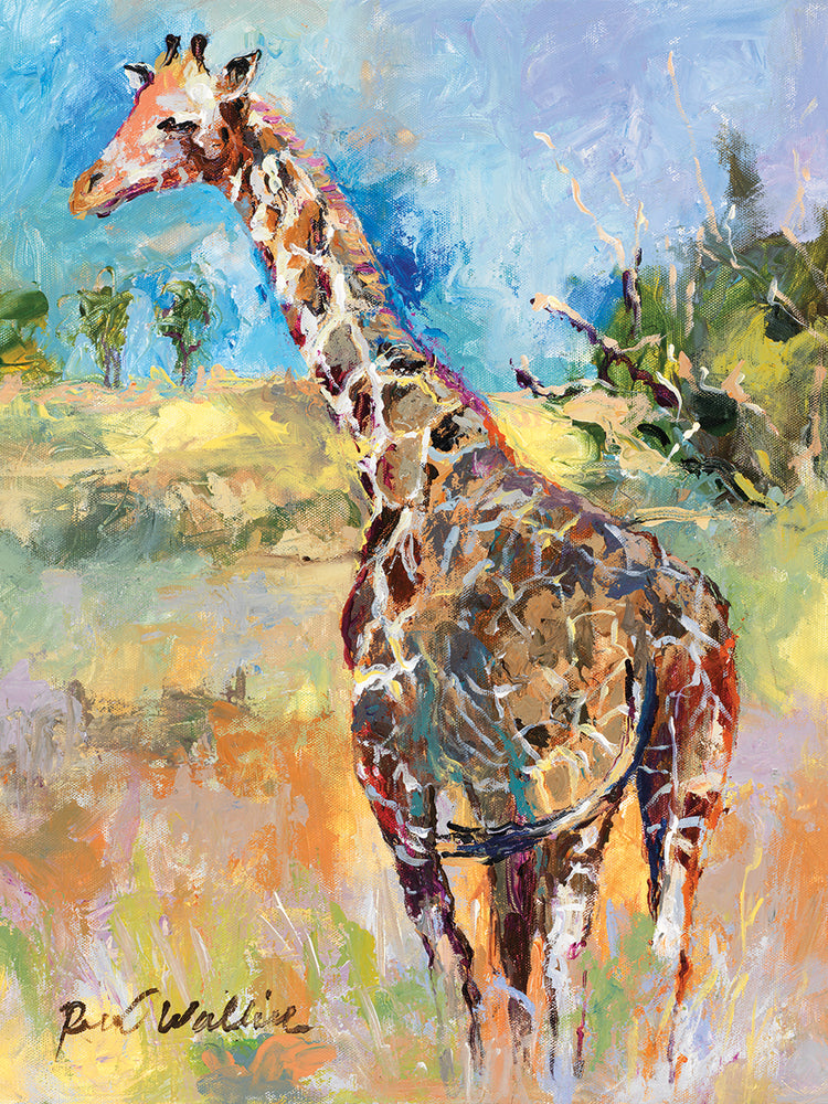 Giraffe handcrafted art work on canvas or framed canvas prints by Richard Wallich 