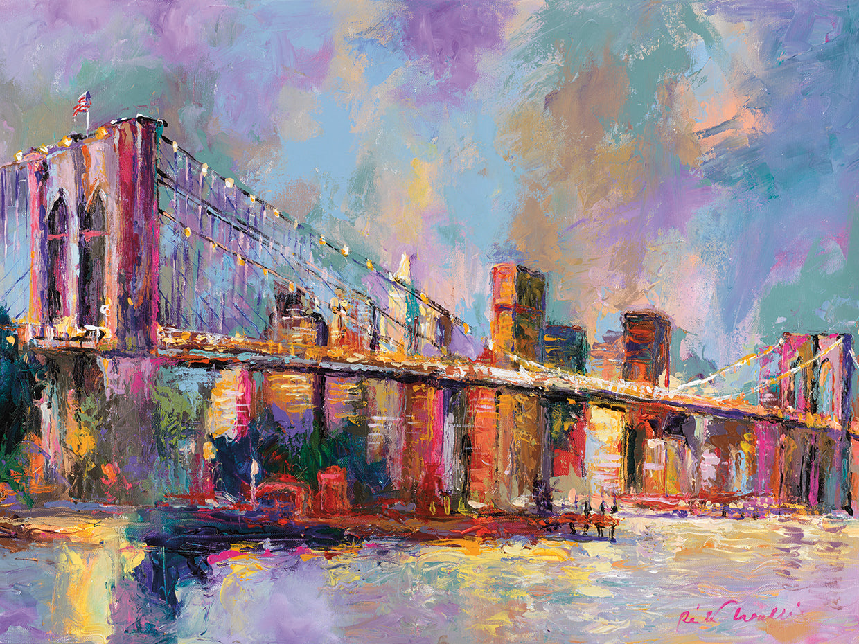 Brooklyn Bridge handcrafted art work on canvas or framed canvas prints by Richard Wallich 