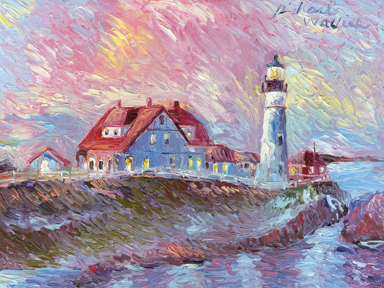 Lighthouse handcrafted art work on canvas or framed canvas prints by Richard Wallich 