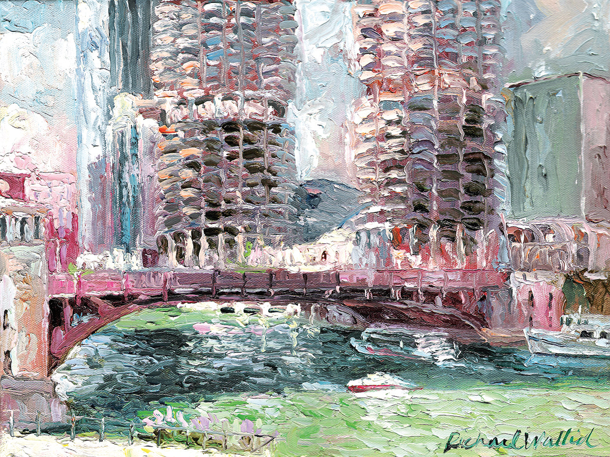 Marina Towers handcrafted art work on canvas or framed canvas prints by Richard Wallich 