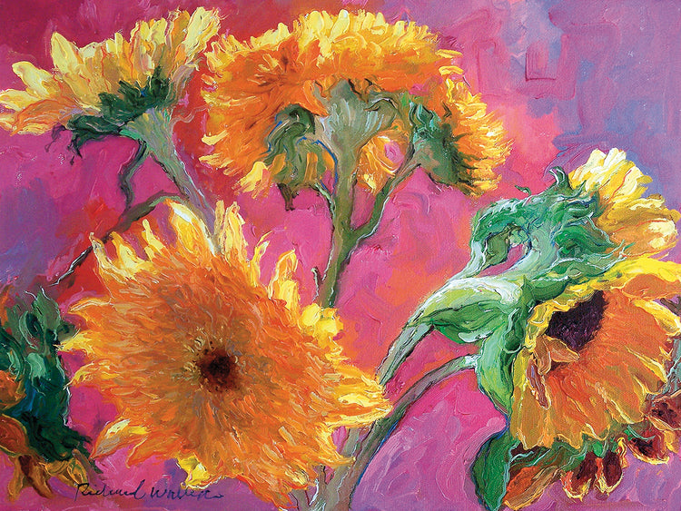 Sunflower handcrafted art work on canvas or framed canvas prints by Richard Wallich 
