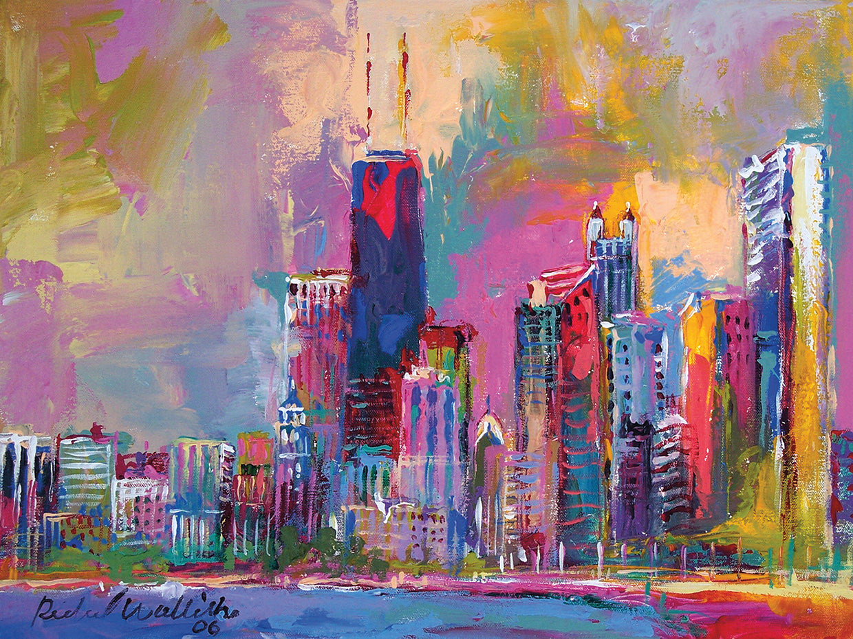 Chicago 4 handcrafted art work on canvas or framed canvas prints by Richard Wallich 