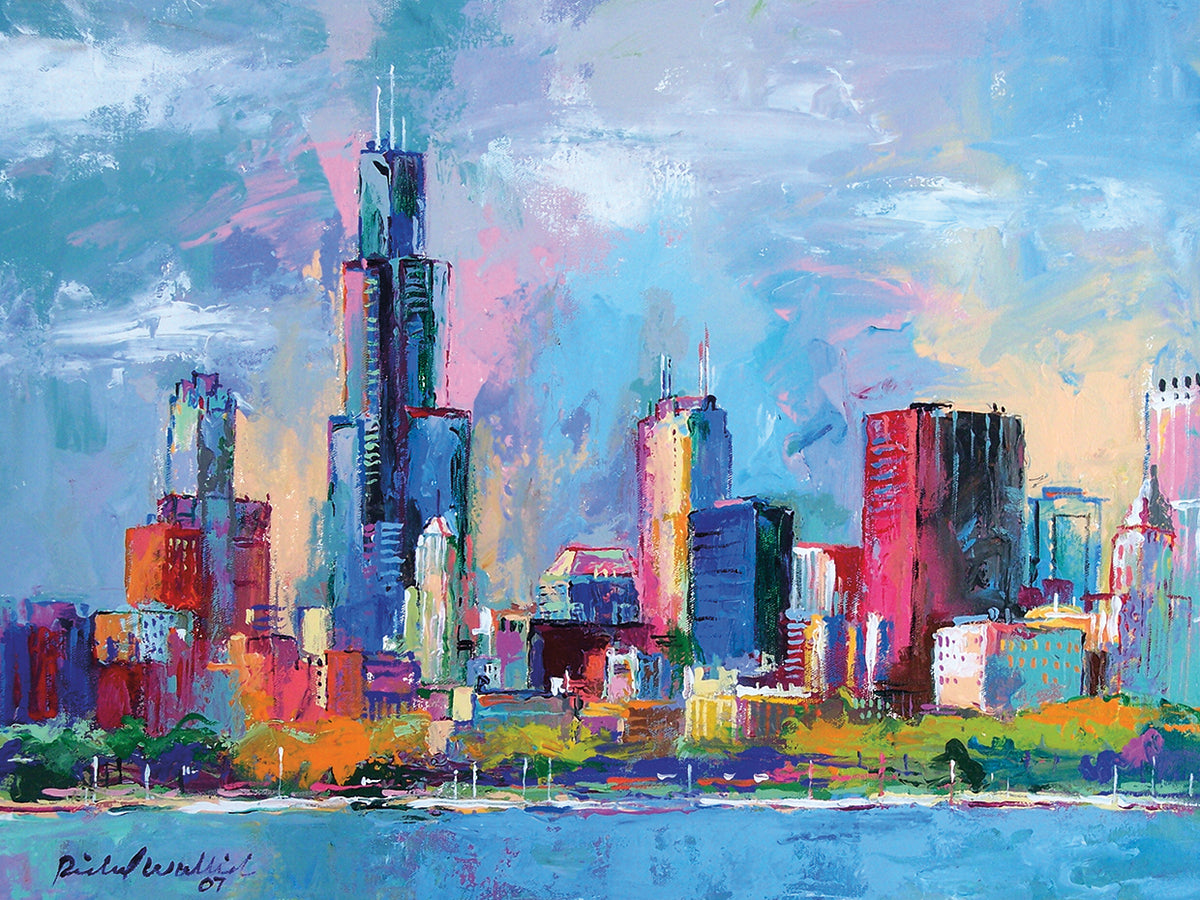 Chicago 5 handcrafted art work on canvas or framed canvas prints by Richard Wallich 