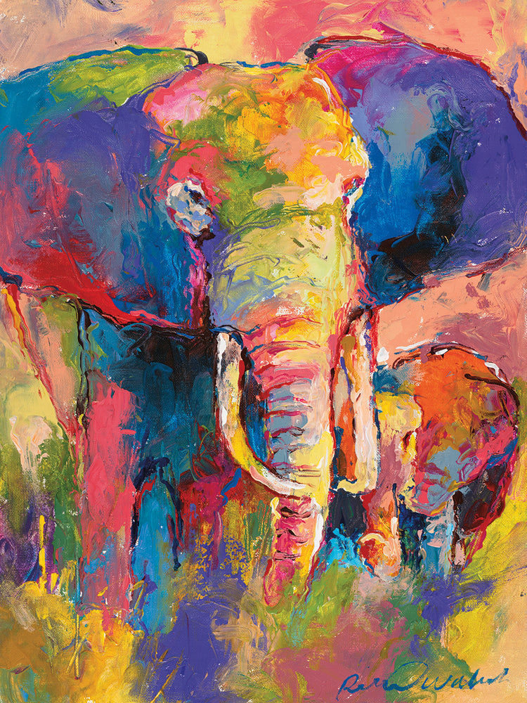 Elephant 1 handcrafted art work on canvas or framed canvas prints by Richard Wallich 