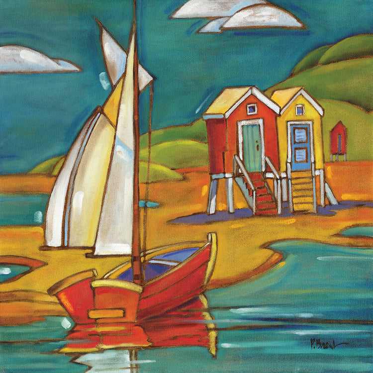 Portofino Cabanas by Paul Brent - museum quality wall art work on large canvas & framed canvas prints