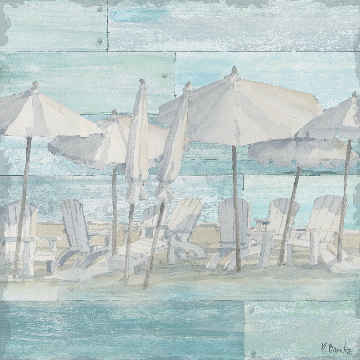 Linen Beach II by Paul Brent - handcrafted wall art work on large canvas & framed canvas prints, made to order