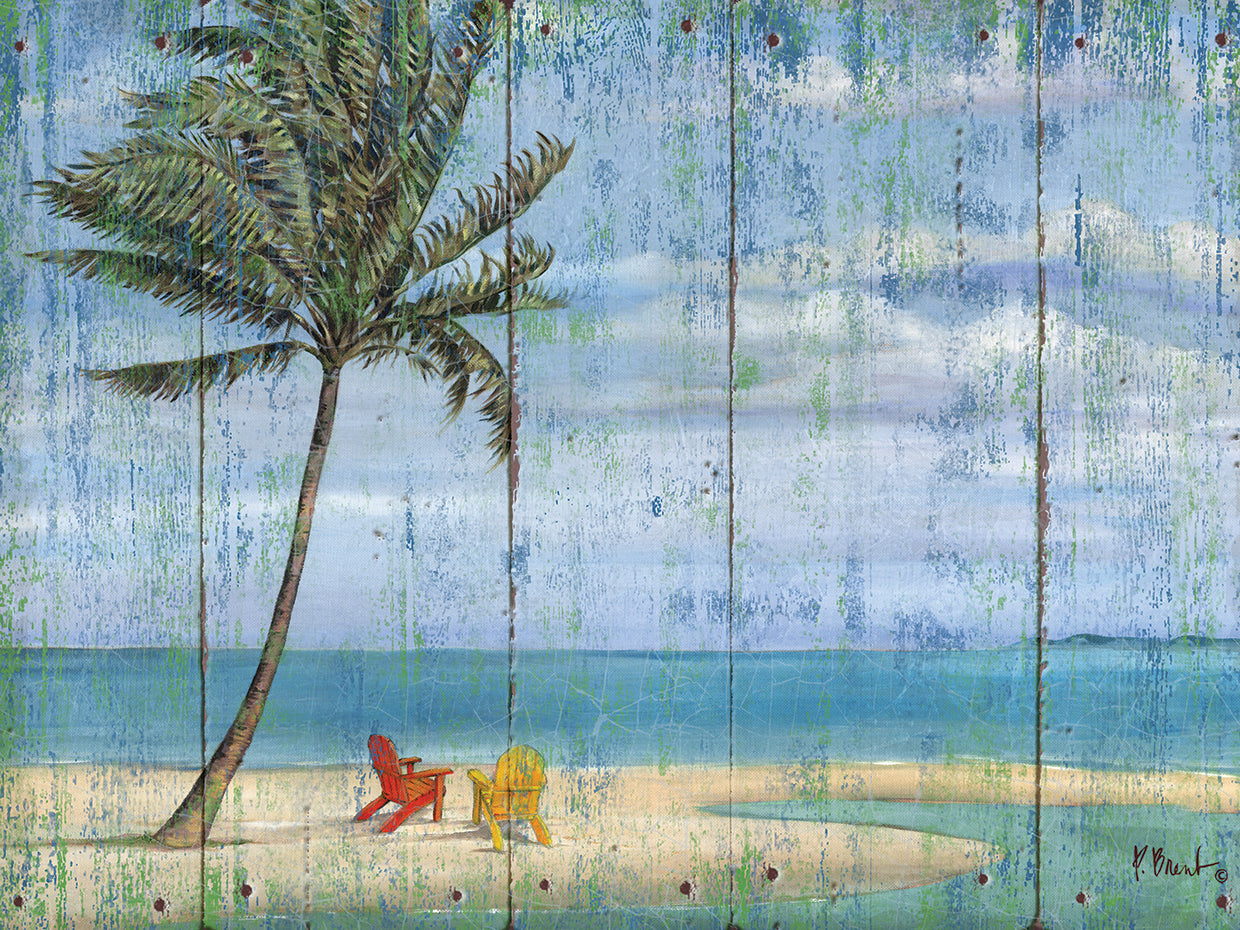 Inlet Palm I - Distressed by Paul Brent - best quality handcrafted wall art work on large canvas & framed canvas prints