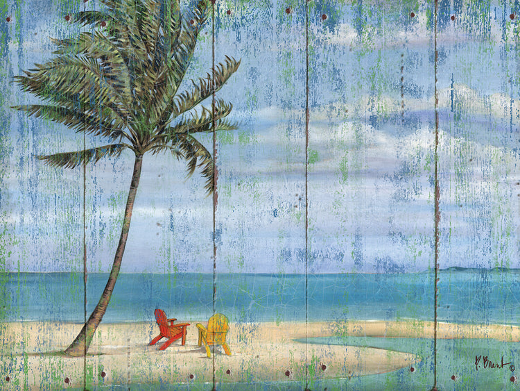 Inlet Palm I - Distressed by Paul Brent - best quality handcrafted wall art work on large canvas & framed canvas prints