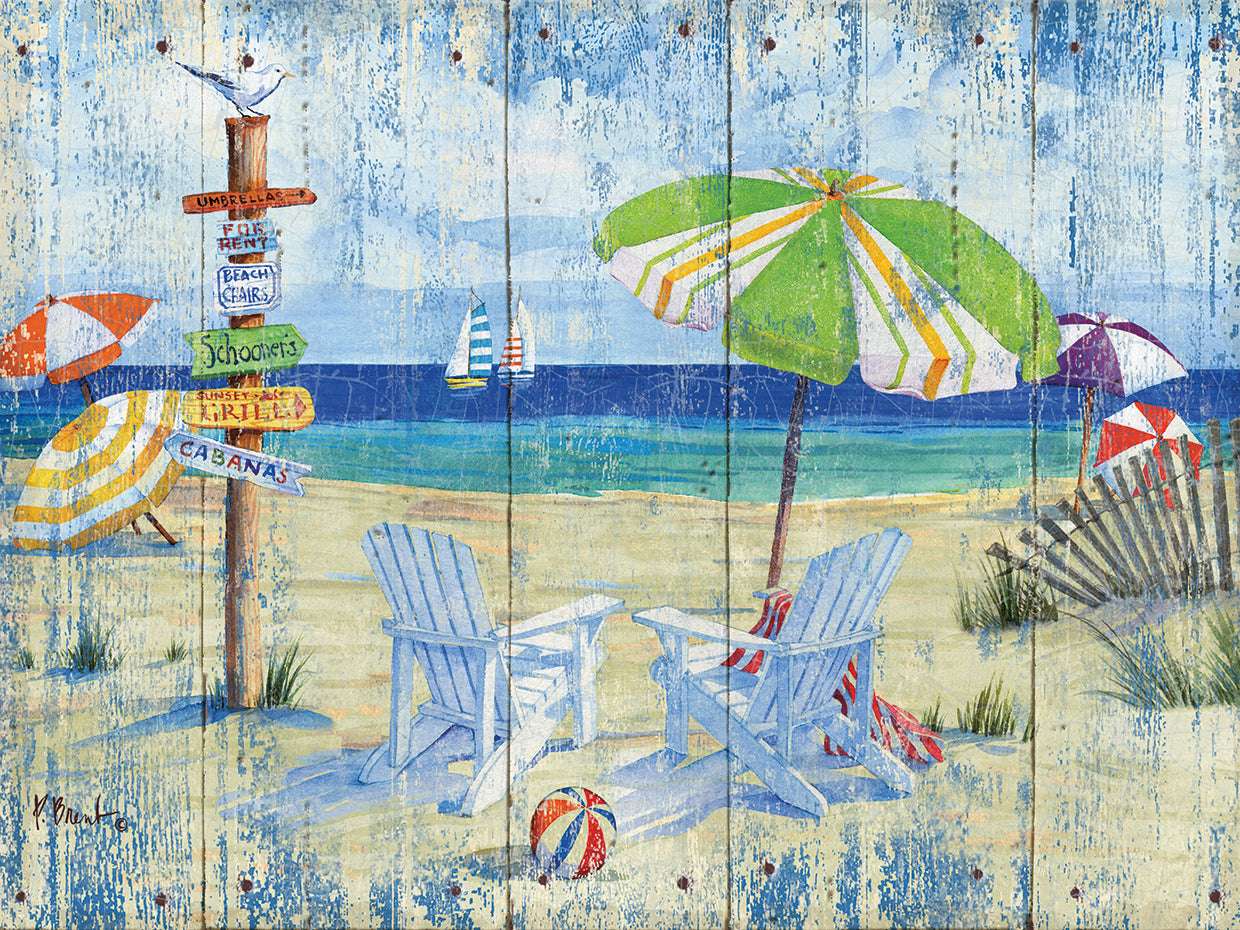 Beach Signs Adirondack Chairs - Distressed by Paul Brent - lowest price wall art work on large canvas & framed canvas prints