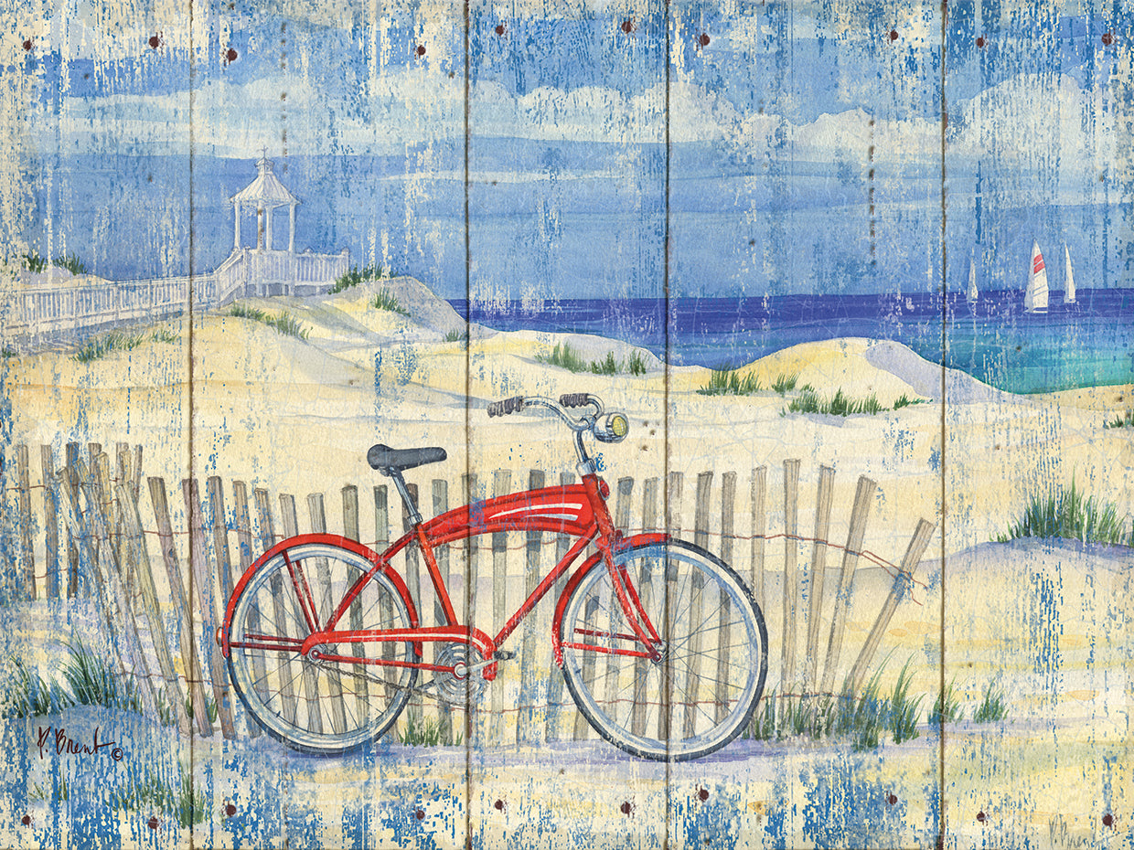 Beach Cruiser Red - Distressed by Paul Brent - handcrafted wall art work on large canvas & framed canvas prints, made to order