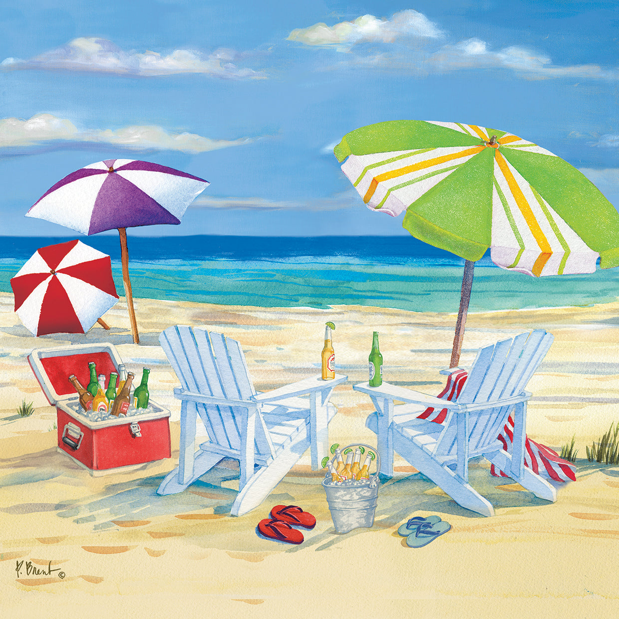 Five O Clock Beach by Paul Brent - top quality wall art work on large canvas & framed canvas prints
