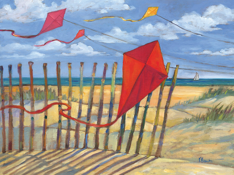 Beach Kites I by Paul Brent - top quality wall art work on large canvas & framed canvas prints