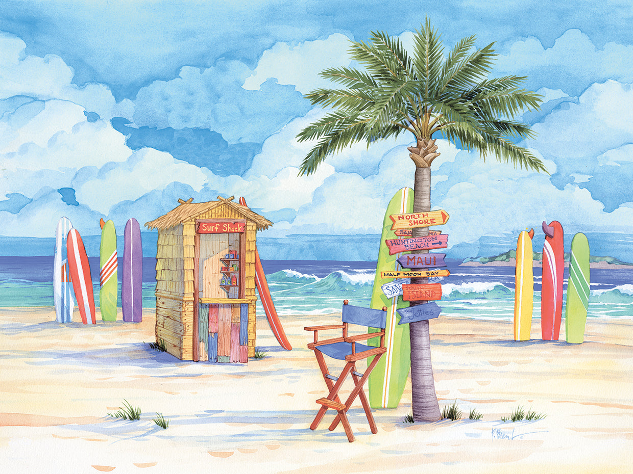 Beach Signs - Surf Shack by Paul Brent - museum quality wall art work on large canvas & framed canvas prints