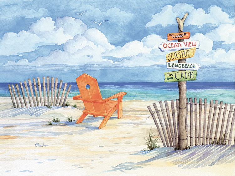 Beach Signs - Oceanview by Paul Brent - lowest price wall art work on large canvas & framed canvas prints