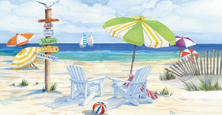 Beach Signs - Adirondack Chairs by Paul Brent - handcrafted wall art work on large canvas & framed canvas prints, made to order