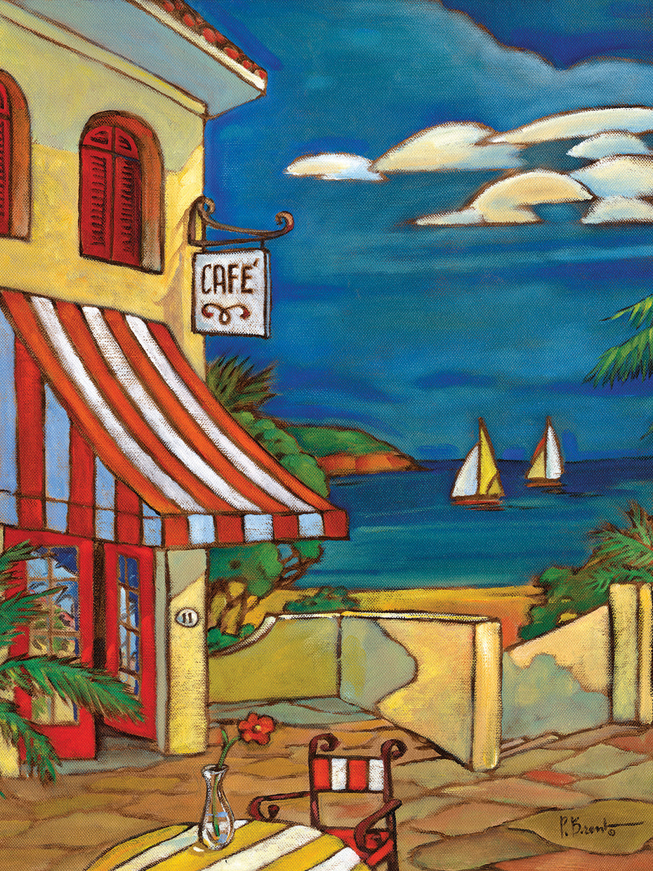 Portofino CafÃ© by Paul Brent - top quality wall art work on large canvas & framed canvas prints