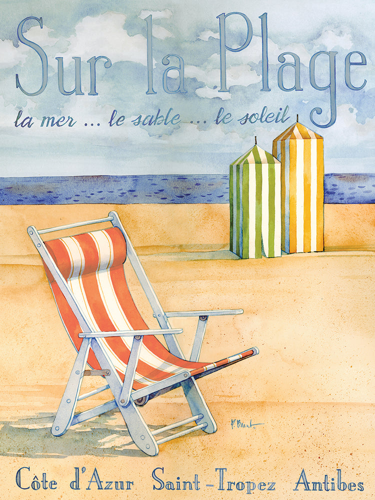 Sur la Plage by Paul Brent  - highest quality handcrafted wall art work on large canvas & framed canvas prints