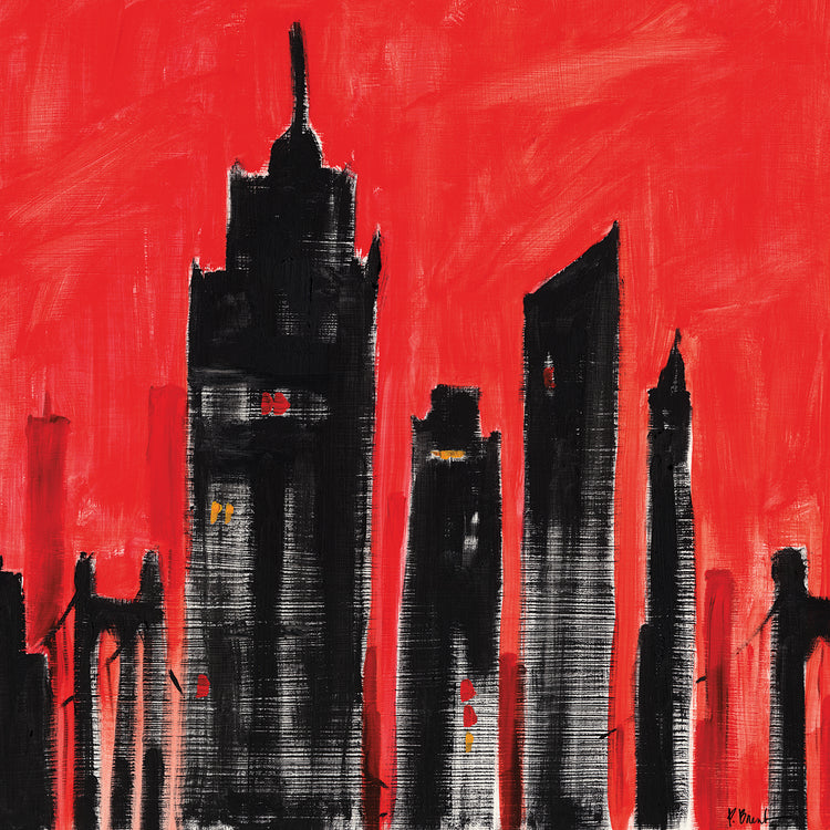 Cityscape Red by Paul Brent  - museum quality wall art work on large canvas & framed canvas prints