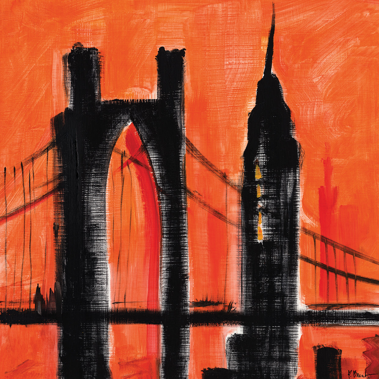 Cityscape Orange by Paul Brent - handcrafted wall art work on large canvas & framed canvas prints, made to order