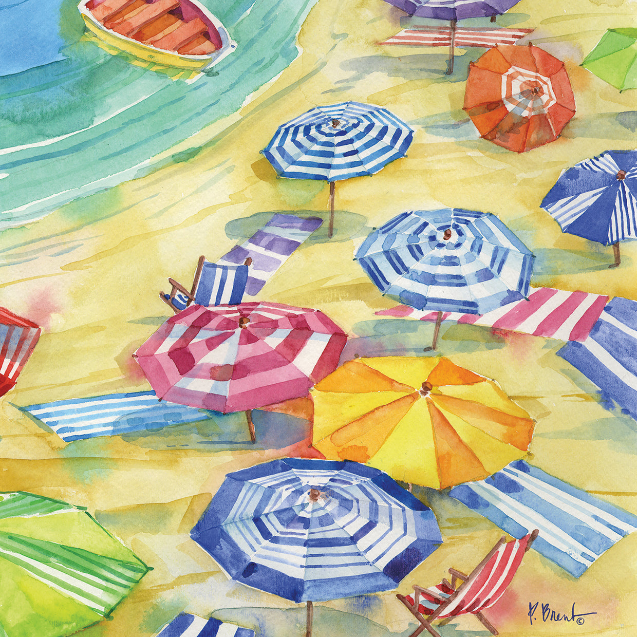 Umbrella Cove II by Paul Brent - larger sizes handcrafted wall art work on large canvas & framed canvas prints