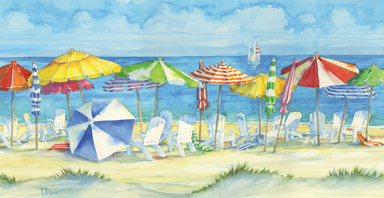 Watercolor Beach by Paul Brent - lowest price wall art work on large canvas & framed canvas prints