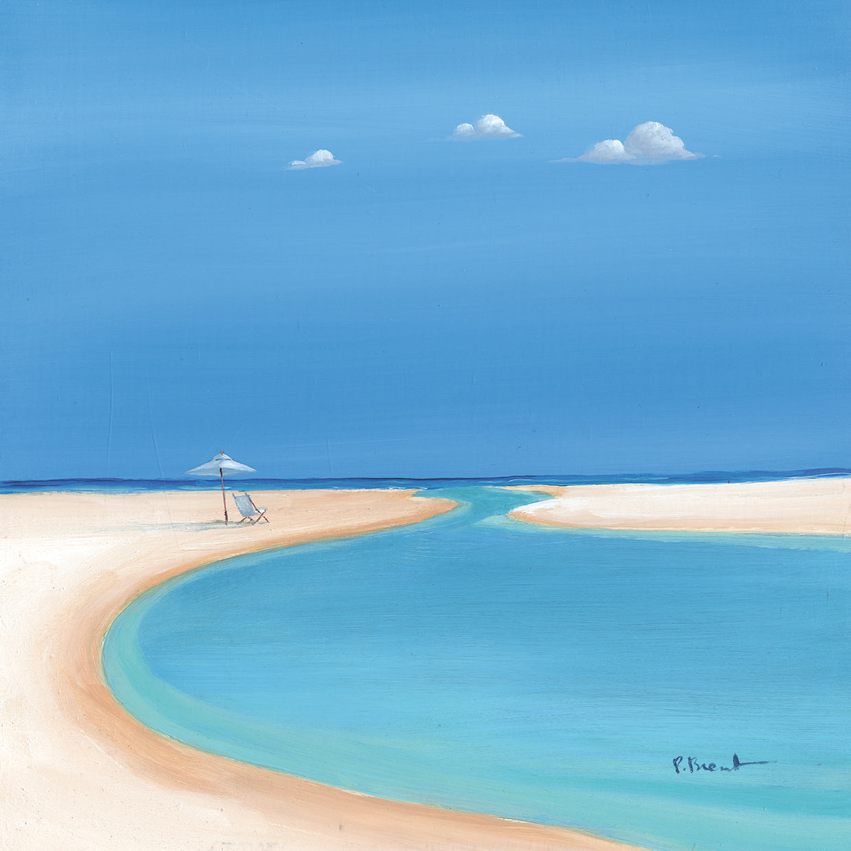 Tranquility Inlet & Sling Beach Chair by Paul Brent - highest quality handcrafted wall art work on large canvas & framed canvas prints