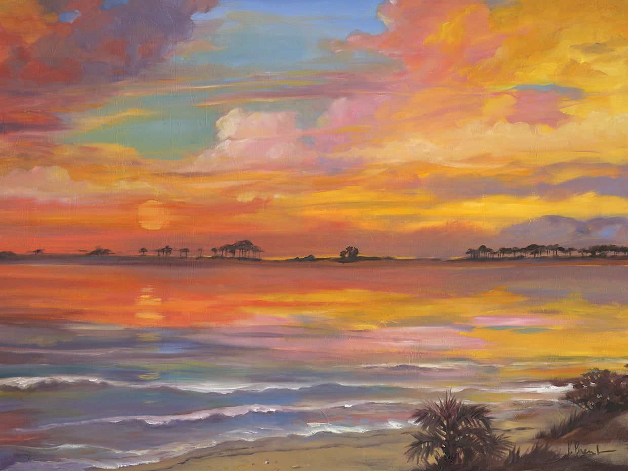 Tyndall Sunset â€“ Oil by Paul Brent - handcrafted wall art work on large canvas & framed canvas prints, made to order