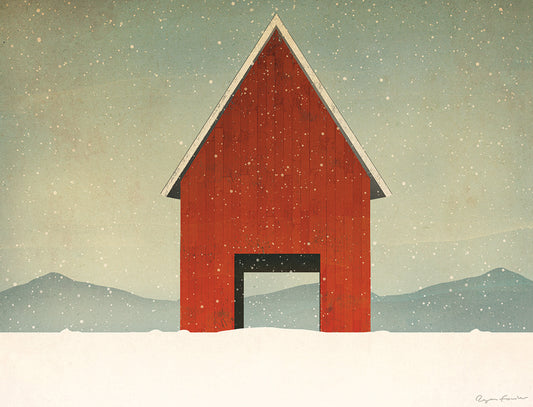 Red Barn Winter Canvas Art