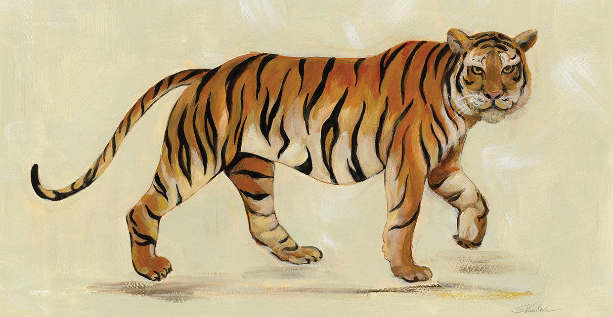 Walking Tiger by Silvia Vassileva - highest quality handcrafted wall art work on large canvas & framed canvas prints