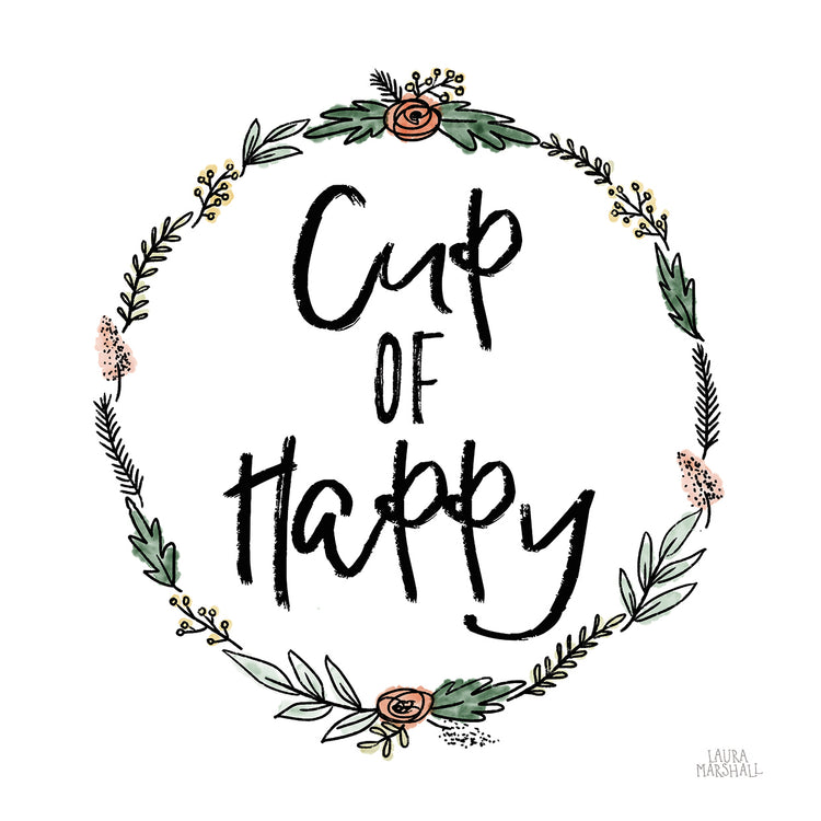 Taza de arte de la lona feliz