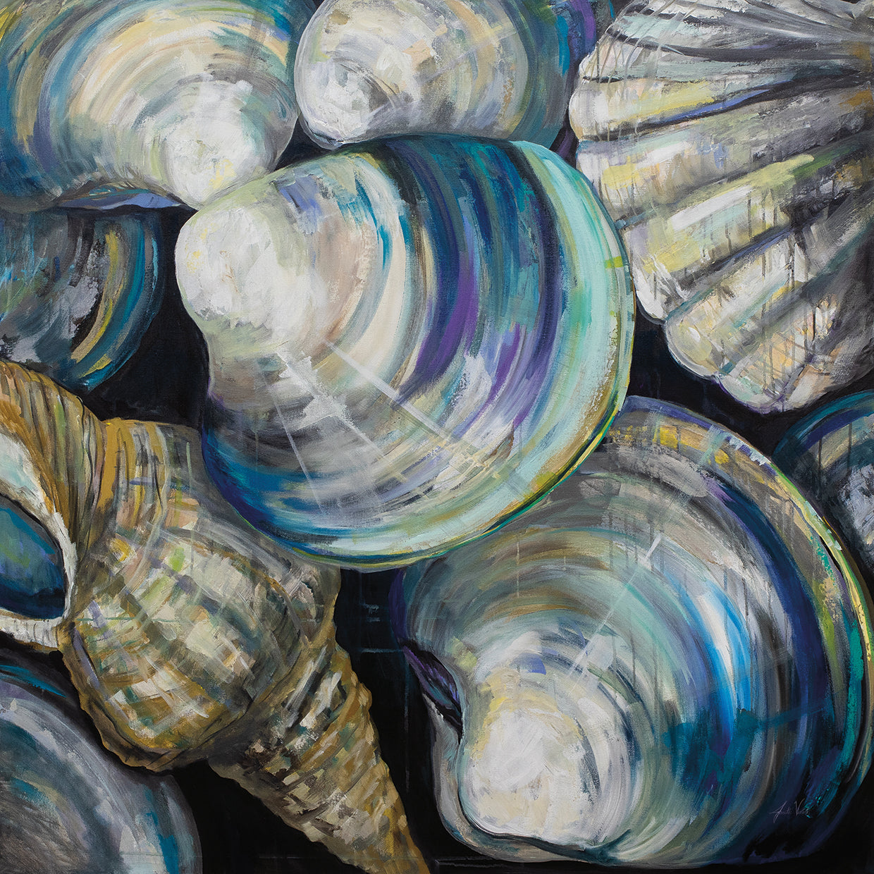 Key West Shells by Jeanette Vertentes - handcrafted wall art work on large canvas & framed canvas prints, made to order
