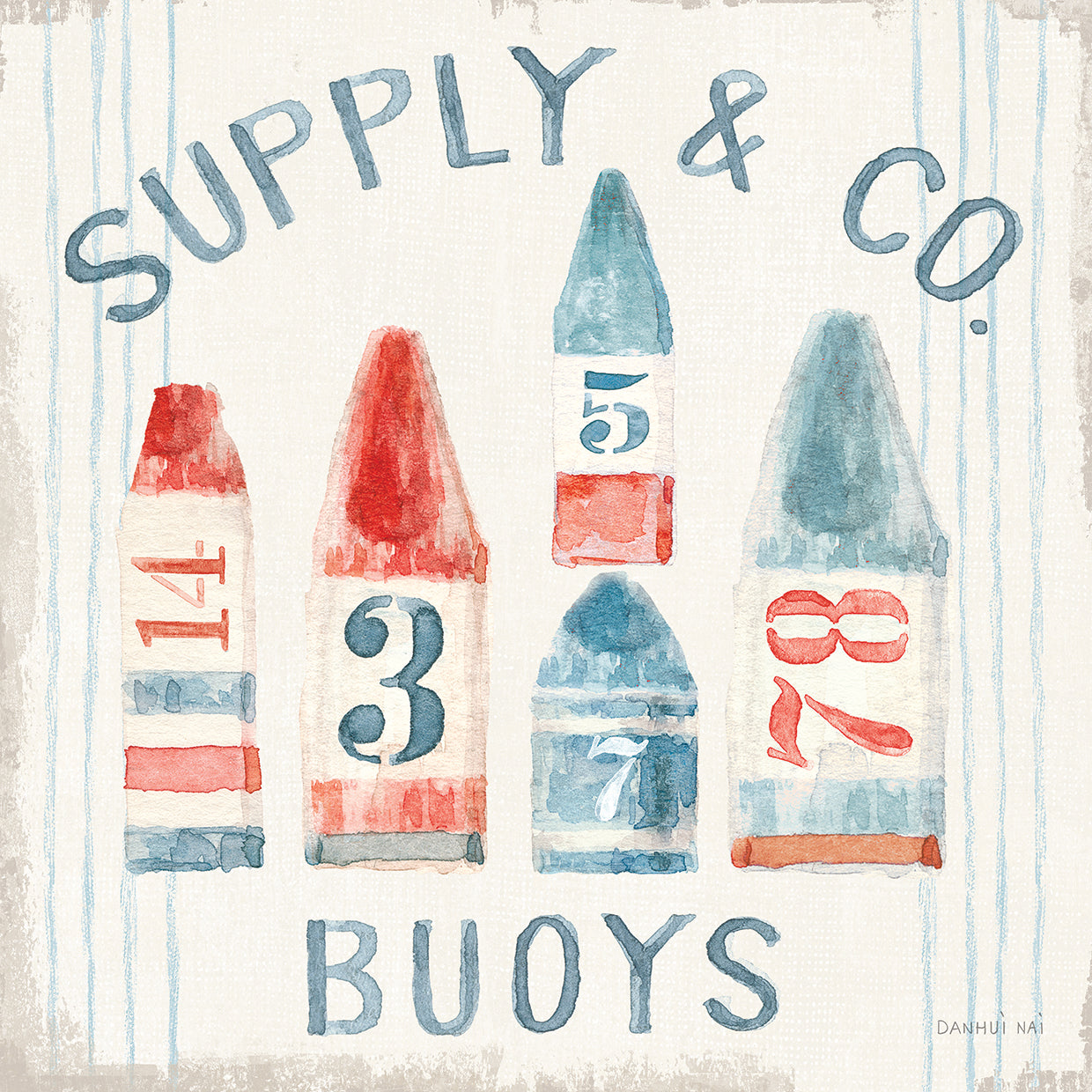 Floursack Nautical XV by Danhui Nai - larger sizes handcrafted wall art work on large canvas & framed canvas prints