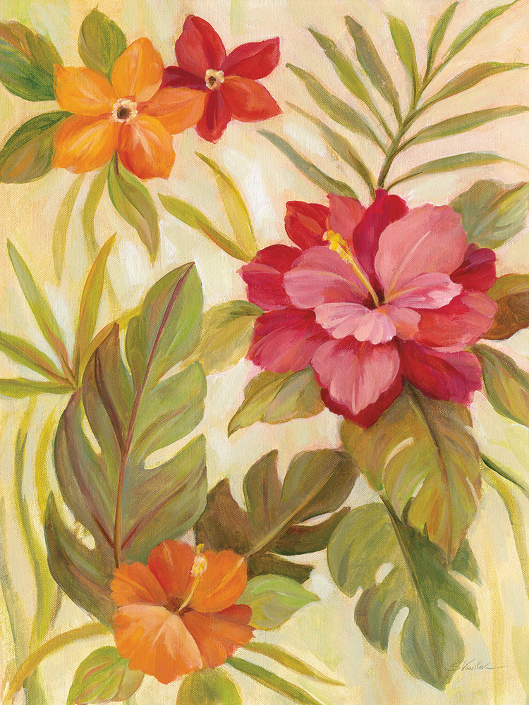 Coral Tropical Floral II by Silvia Vassileva - best quality handcrafted wall art work on large canvas & framed canvas prints