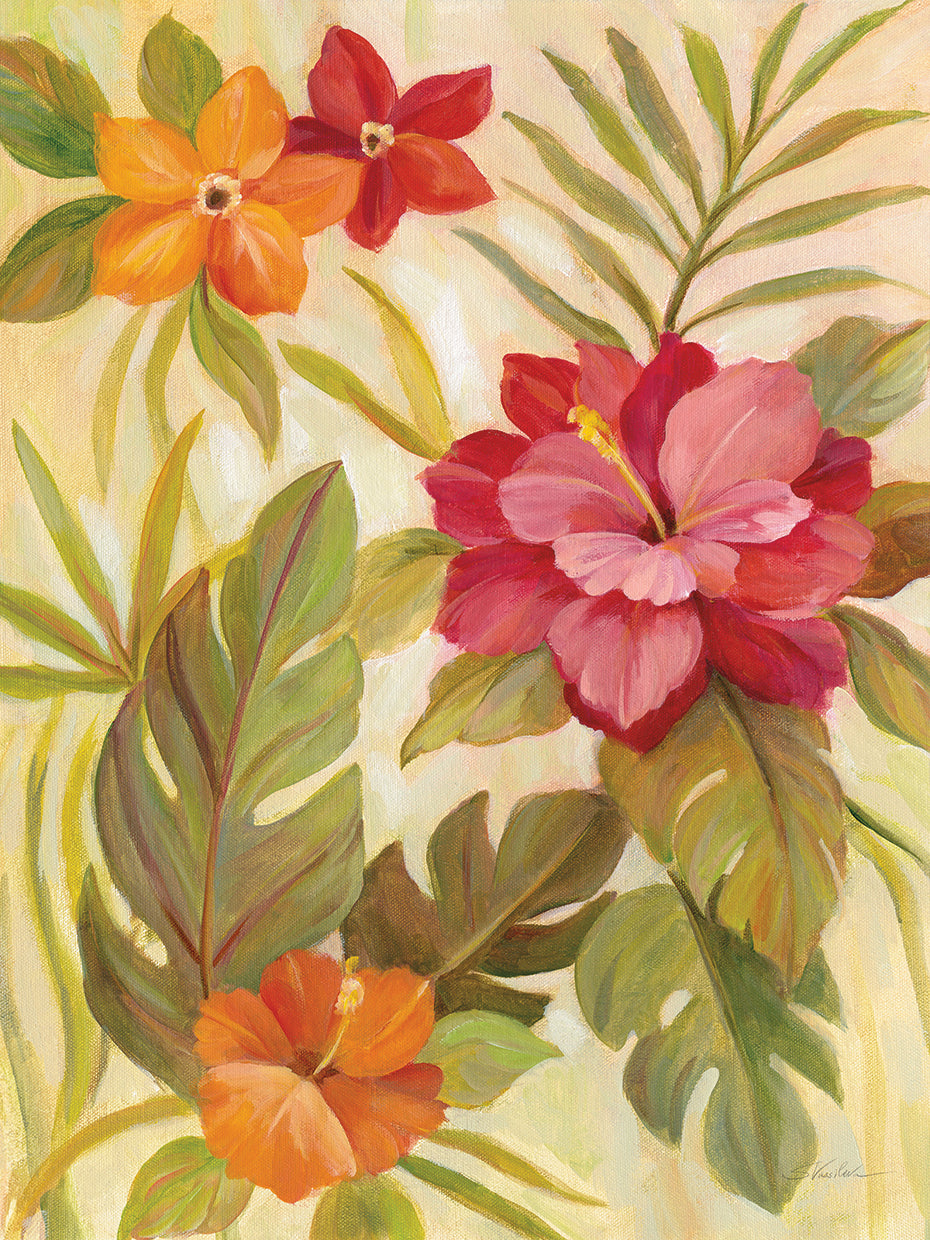 Coral Tropical Floral II by Silvia Vassileva - best quality handcrafted wall art work on large canvas & framed canvas prints