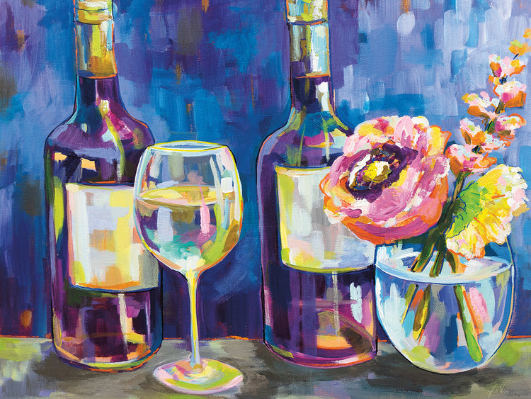 Floral Party by Jeanette Vertentes - museum quality wall art work on large canvas & framed canvas prints