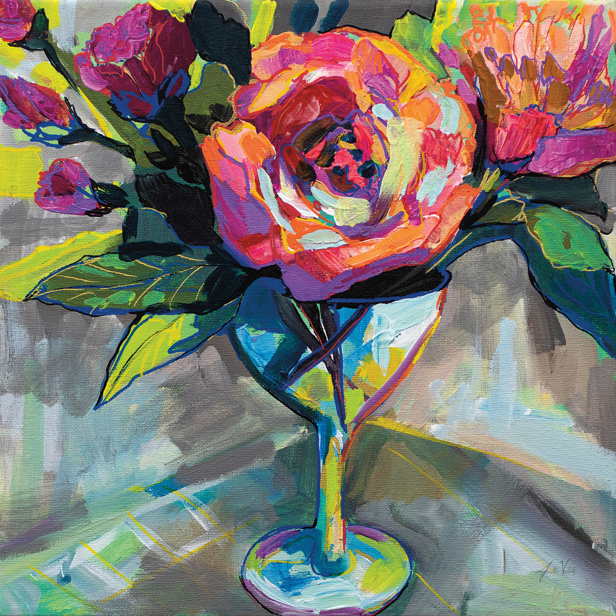 Summer Cocktail by Jeanette Vertentes - highest quality handcrafted wall art work on large canvas & framed canvas prints