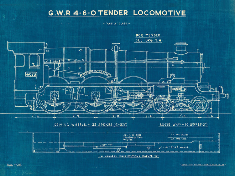 Locomotora Blueprint I Arte de la lona