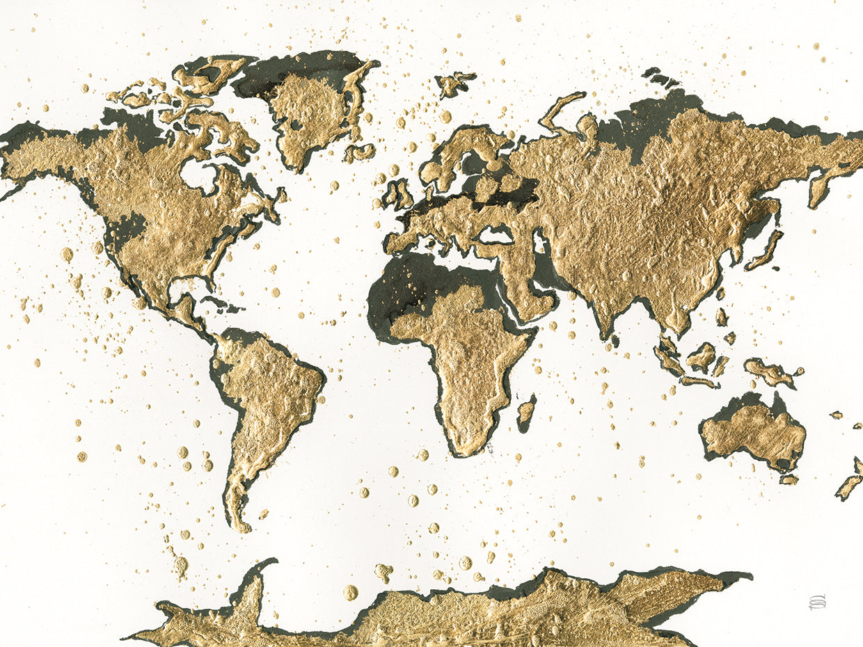 World Map Gold Leaf