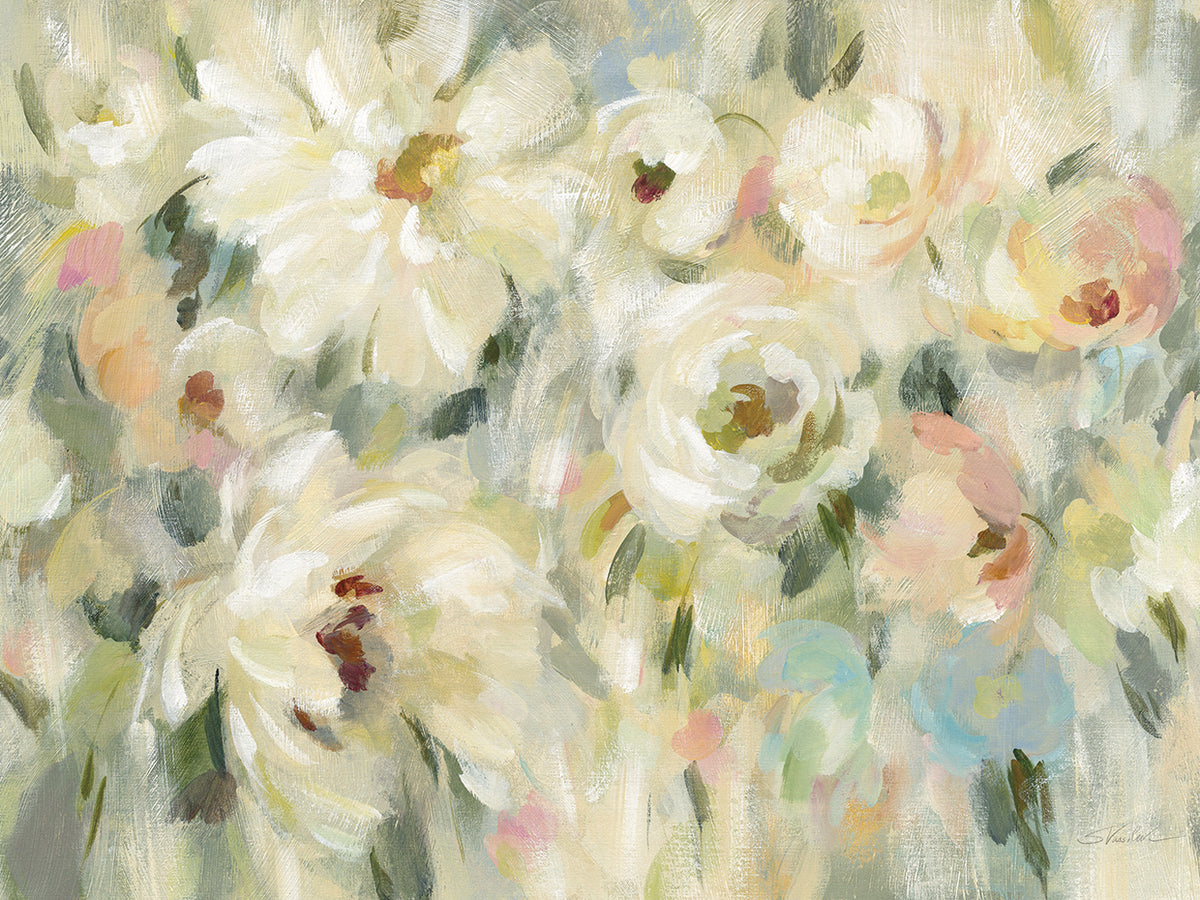 Expressive Pale Floral by Silvia Vassileva - highest quality handcrafted wall art work on large canvas & framed canvas prints