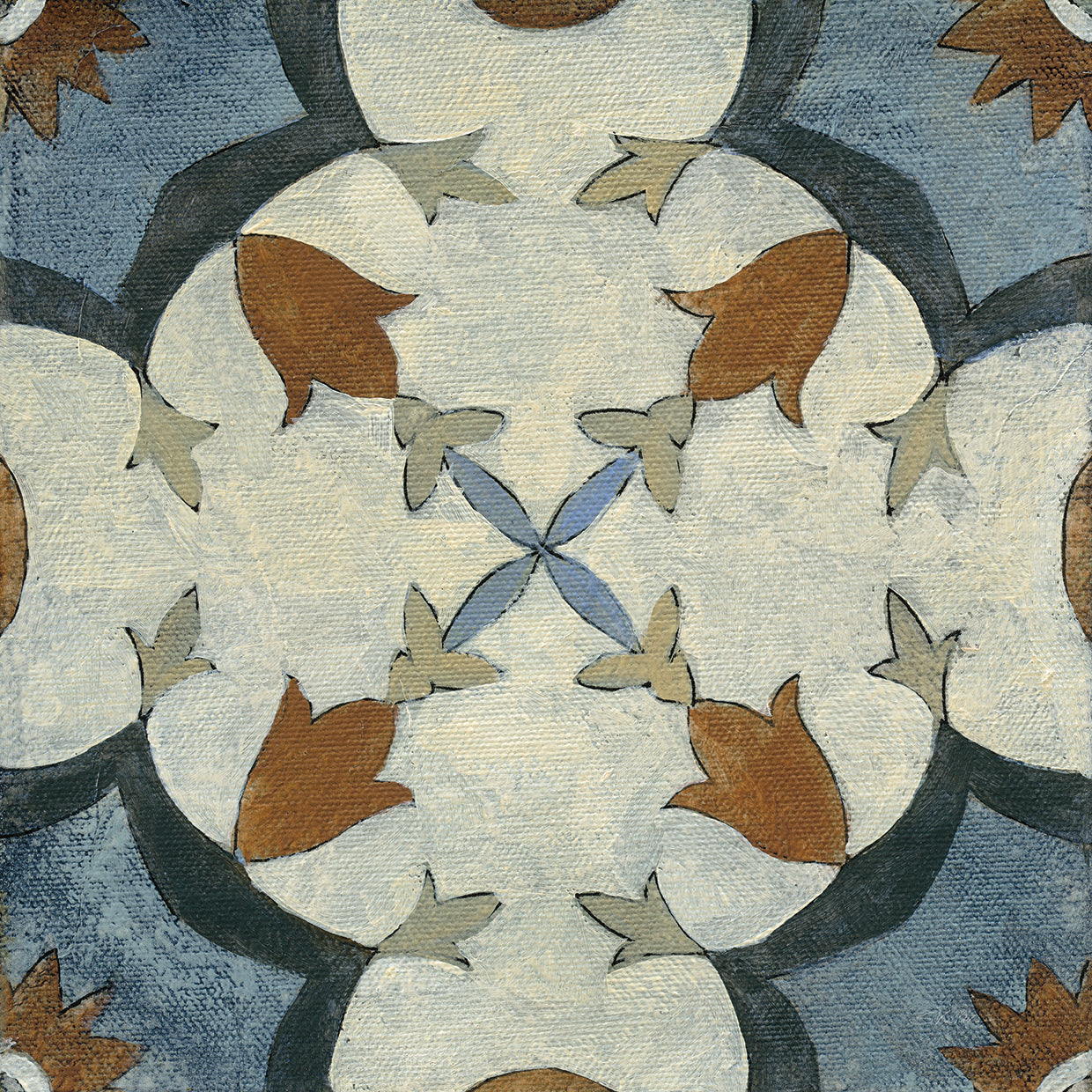 Old World Tile V by Silvia Vassileva - museum quality wall art work on large canvas & framed canvas prints
