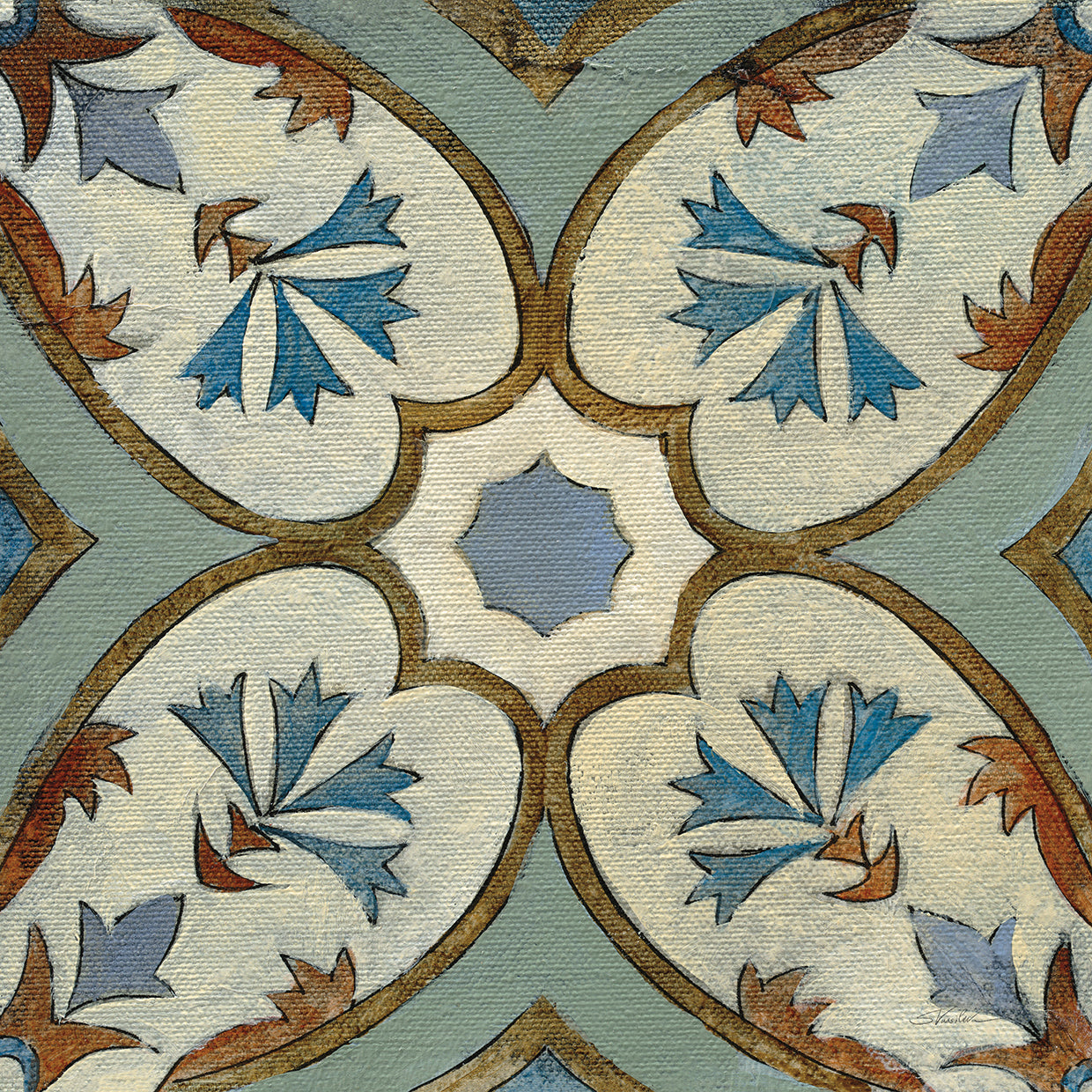 Old World Tile IV by Silvia Vassileva - highest quality handcrafted wall art work on large canvas & framed canvas prints