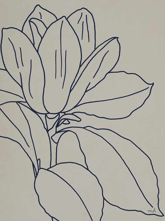 Magnolia Line Drawing Gray Crop by Moira Hershey - best quality handcrafted wall art work on large canvas & framed canvas prints